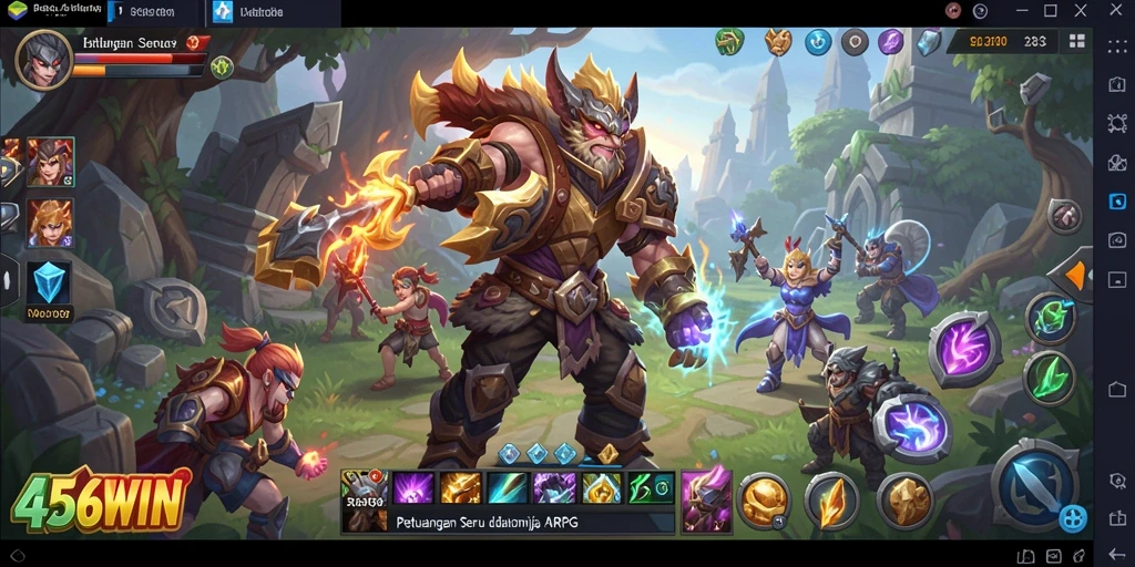 Tangkapan layar gameplay 456WIN menampilkan aksi seru dalam pertarungan ARPG.