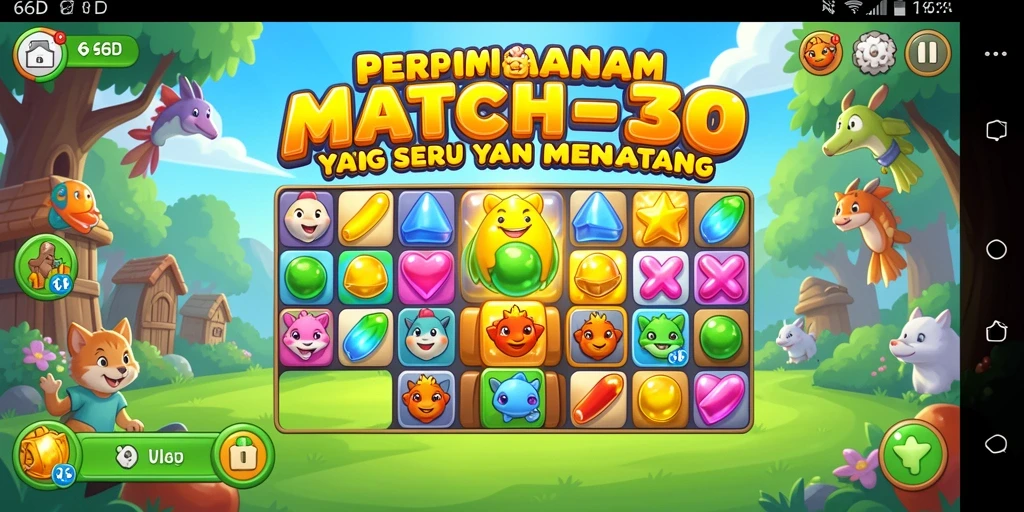 Tangkapan layar gameplay 66D yang menampilkan tantangan Match-3 yang menarik.