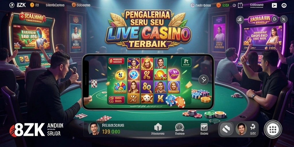 Screenshot gameplay Live Casino yang mendebarkan di 8ZK.