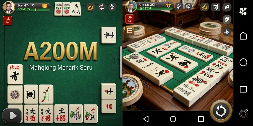 Tampilan gameplay A200M yang menarik dan menantang dalam Mahjong.