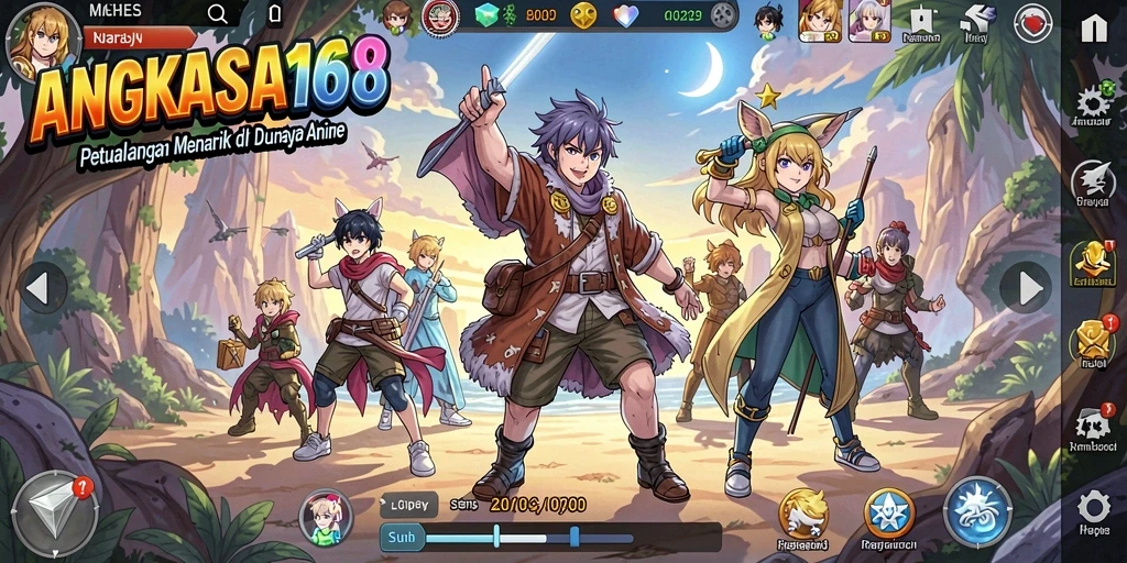 Screenshot gameplay ANGKASA168 yang menampilkan karakter anime yang ikonik.