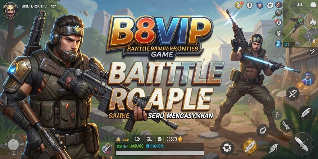 Screenshot B8VIP menampilkan aksi seru dalam pertarungan Battle Royale.