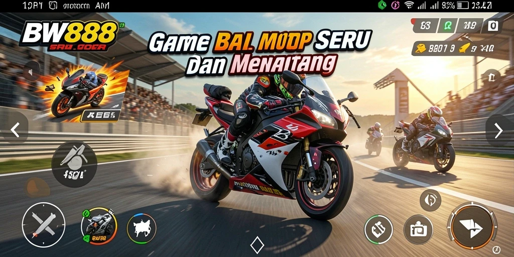 Gameplay seru BW888 dengan aksi balap motor yang mendebarkan.