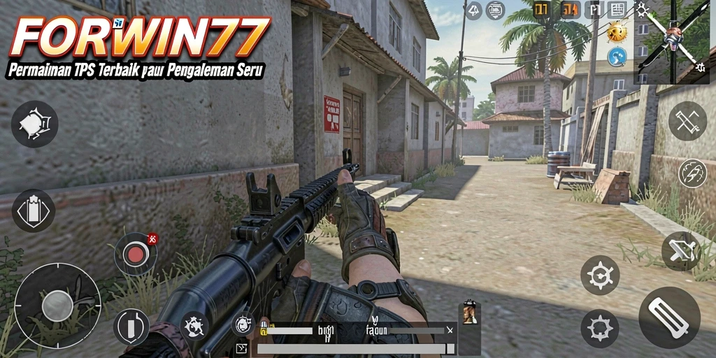 Screenshot gameplay FORWIN77 yang menunjukkan aksi seru dalam mode TPS.