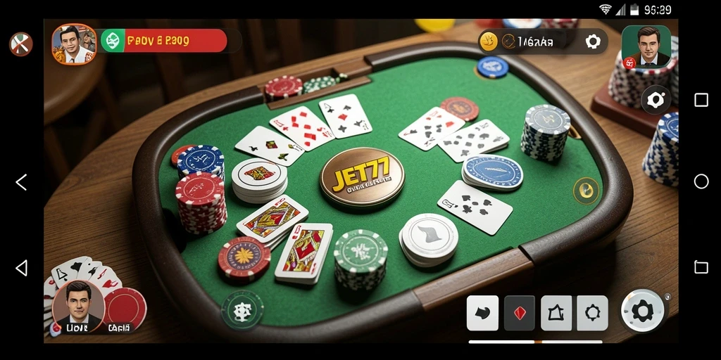 Screenshot gameplay <strong>JET77</strong> yang menampilkan pertarungan seru dalam permainan Gaple.