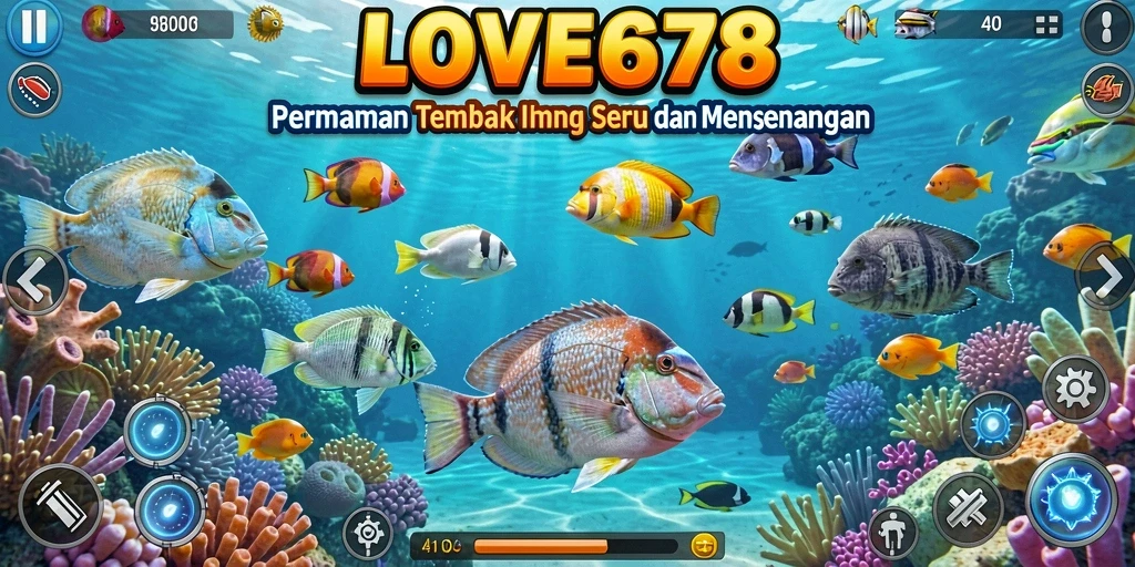 Screenshot menunjukkan aksi seru menangkap ikan di LOVE678.
