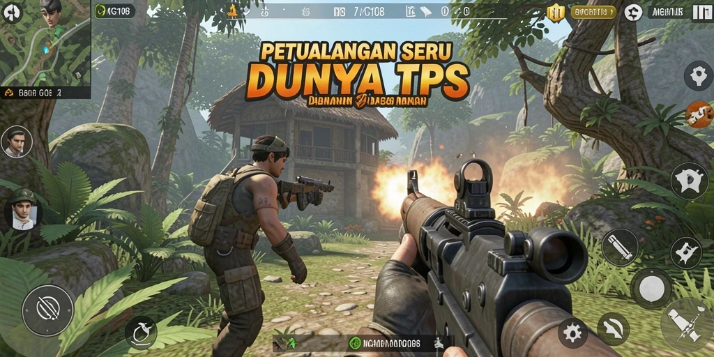 Screenshot menunjukkan aksi seru dalam gameplay TPS MG108.