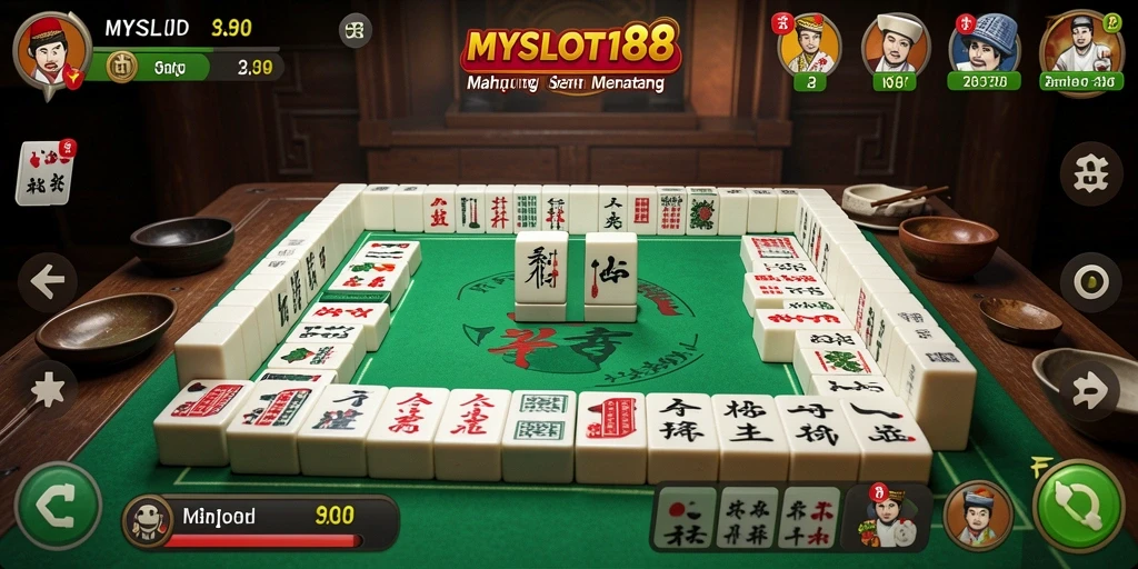 Screenshot MYSLOT188 menunjukkan pemain mencocokkan ubin Mahjong.