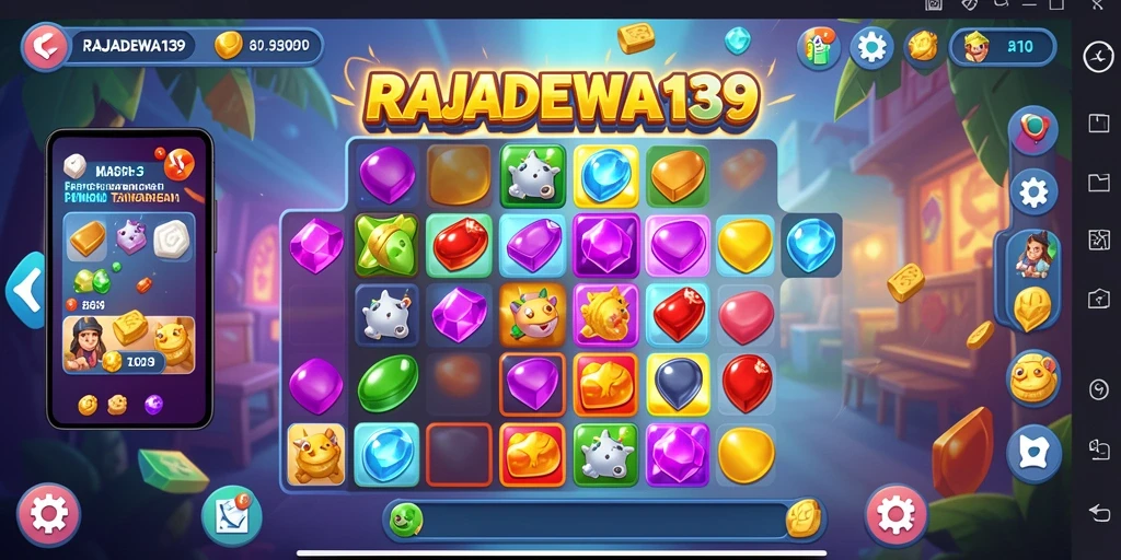 Tampilan menarik dari gameplay match-3 RAJADEWA138.