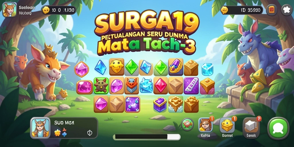 Gameplay Match-3 yang penuh warna dan seru dari SURGA19.
