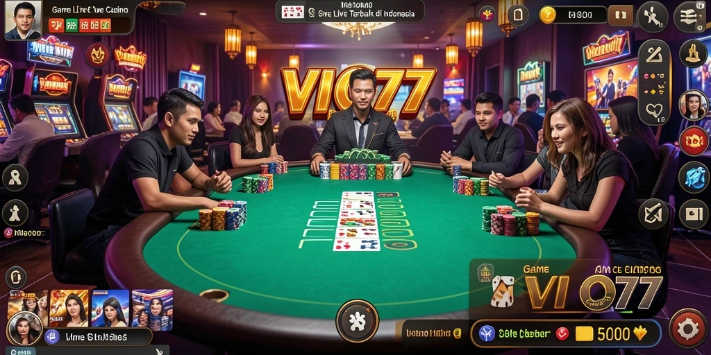 Screenshot gameplay VIO77 dengan dealer langsung yang menawan.